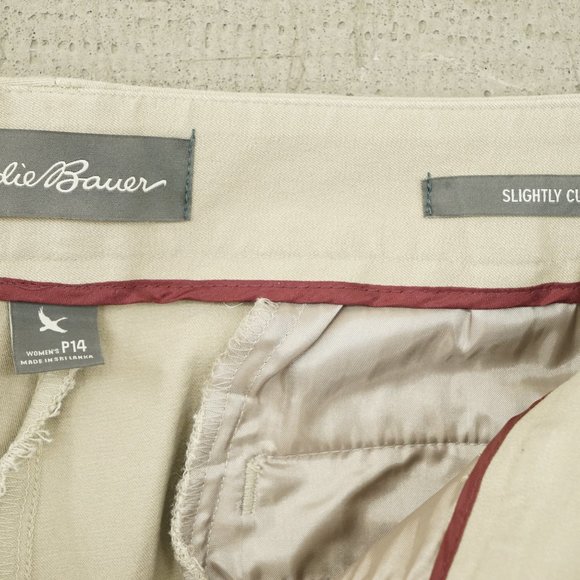 Eddie Bauer Slightly Curvy Fit Ladies 14 Petite Khaki Pants Slacks - Picture 5 of 7